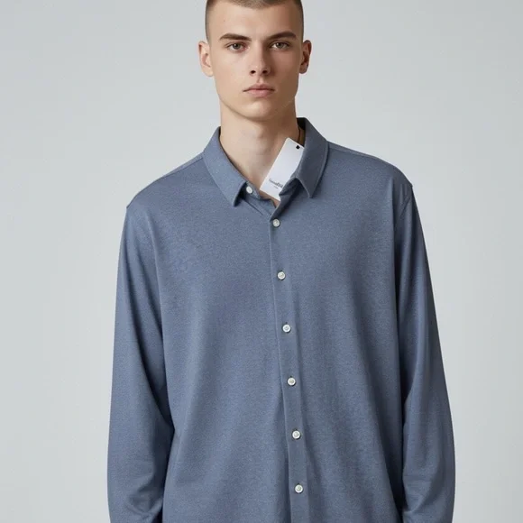 Goodfellow & Co Men's Steel Blue Dress Shirt - Picture 1 of 2